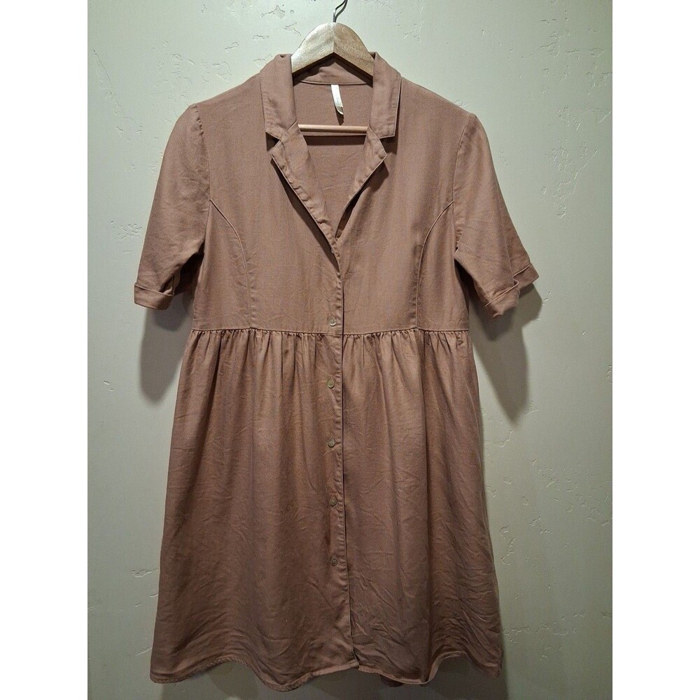 Rylee and Cru Women's Size S Button Up Dress Knee Length Empire Waist Lagenlook